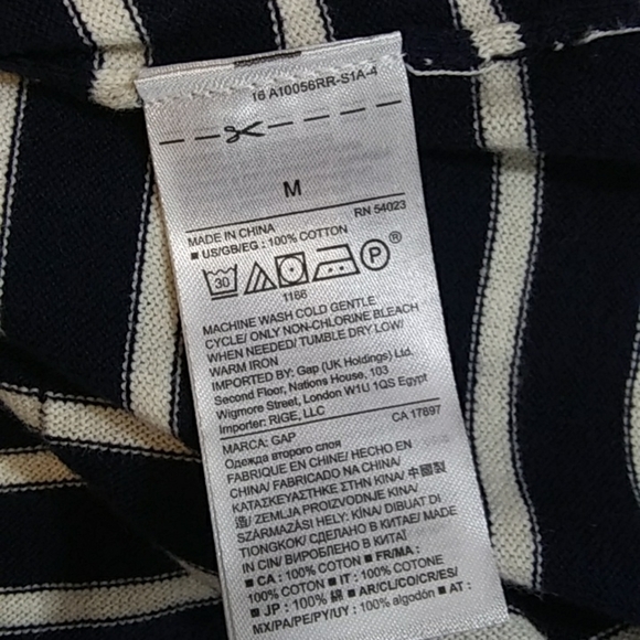 GAP Navy Blue White Stripe Scoop Neck Pullover Oversized Knit Top - Picture 4 of 4